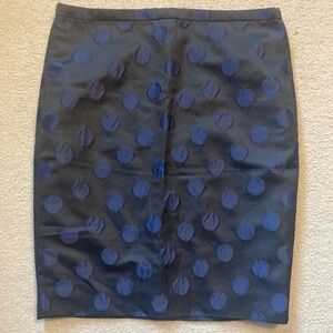 J. Crew Black and Blue Dot Pencil Skirt